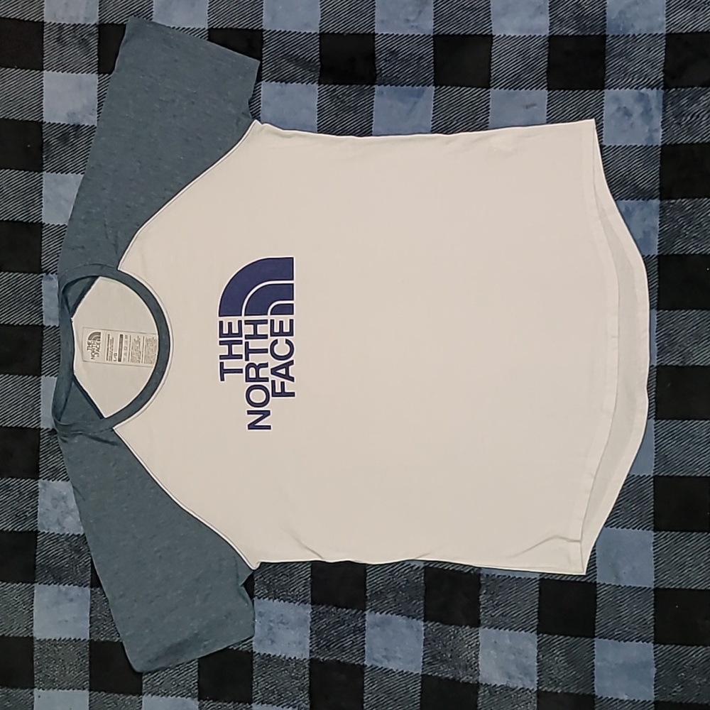The North Face. Baseball-style Tee. Big logo. No issues. Women's size Large.